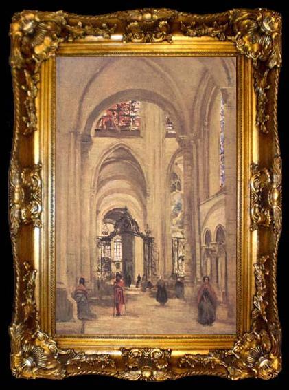 framed  Jean Baptiste Camille  Corot La cathedrale de Sens (mk11), ta009-2